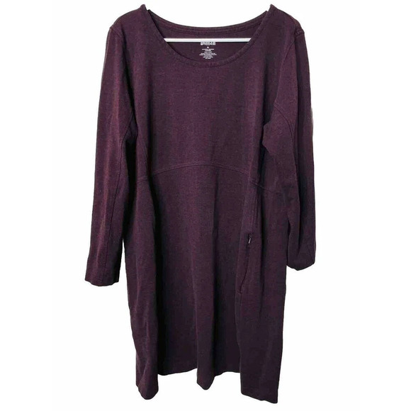 Duluth Trading Wearwithall Ponte Knit Dress XL Zip Pocket Purple Stretch Basics - Picture 1 of 10